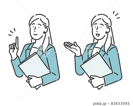 お客様に説明をする営業担当の女性のイメージイラスト素材 83633093