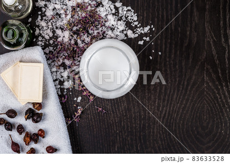 Spa cosmetics with mask, oil and lavender 83633528