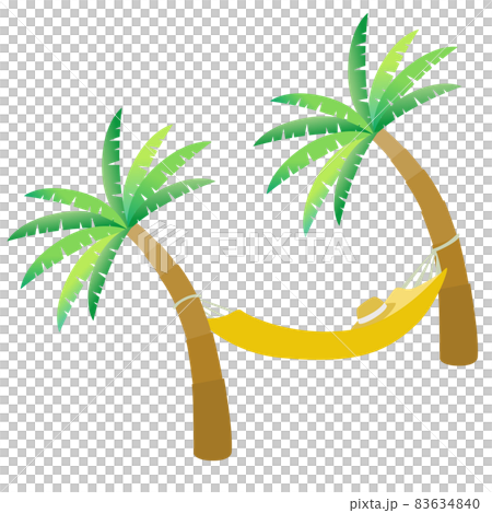 Summer illustration. A swaying hammock with palm trees. 83634840