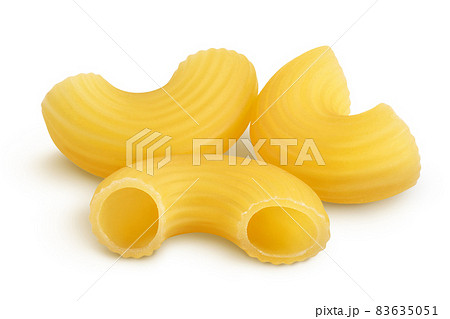 raw macaroni pasta isolated on white background with clipping path and full depth of field 83635051