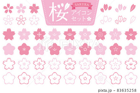 桜のアイコンセット（ピンク） 83635258