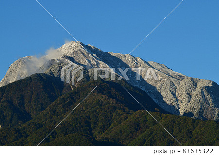 北杜市白州町、朝の甲斐駒ケ岳、雪の山頂 北杜市白州町、朝の甲斐駒ケ岳、雪の山頂 83635322