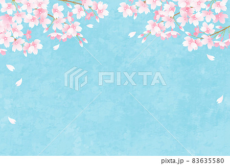 青空と桜と花びらのベクターイラスト背景 83635580