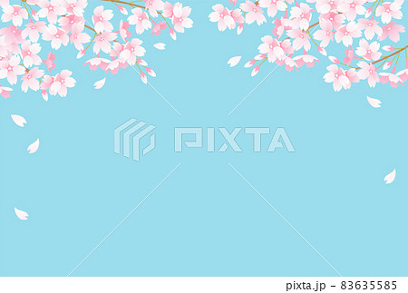青空と桜と花びらのベクターイラスト背景 83635585