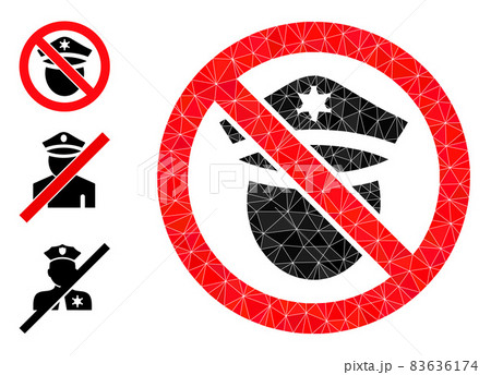 Vector Lowpoly Forbid Police Cop Icon with...のイラスト素材 [83636174] - PIXTA
