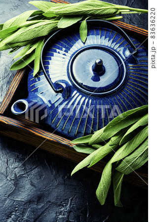 Sage in herbal medicine,top view 83636220