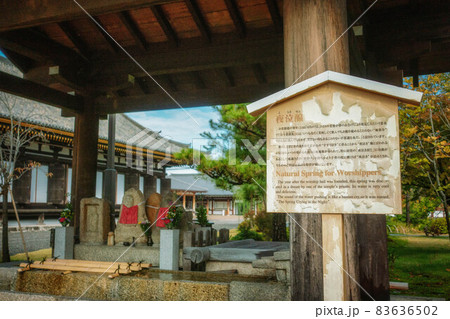 京都、蓮華王院 三十三間堂の手水舎と夜泣き封じ地蔵と夜泣泉の駒札 京都、蓮華王院 三十三間堂の手水舎と夜泣き封じ地蔵と夜泣泉の駒札 83636502