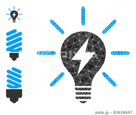 Vector Polygonal Electric Light Bulb Icon with Similar Icons 83636697