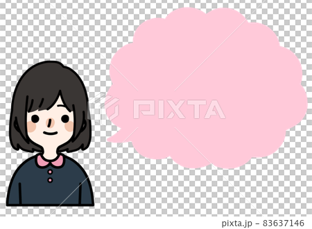人物插畫_穿著便衣的可愛女孩_講話泡泡 人物插畫_穿著便衣的可愛女孩_講話泡泡 83637146