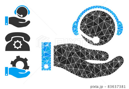 Vector Polygonal Call Center Service Icon with Bonus Icons Vector Polygonal Call Center Service Icon with Bonus Icons 83637381