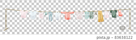 たくさんの洗濯物手書き水彩風イラスト 83638122
