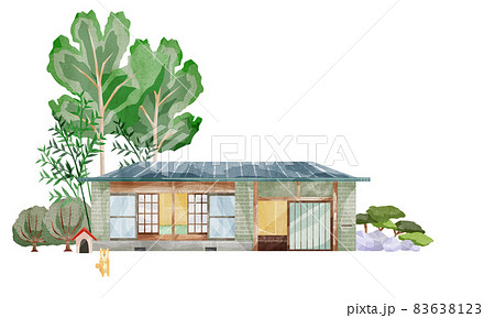 平家建ての住宅手描き水彩風イラスト 83638123