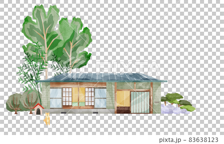 平家建ての住宅手描き水彩風イラスト 83638123