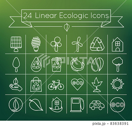24 Simple Linear Ecologic vector icon set pack 83638391