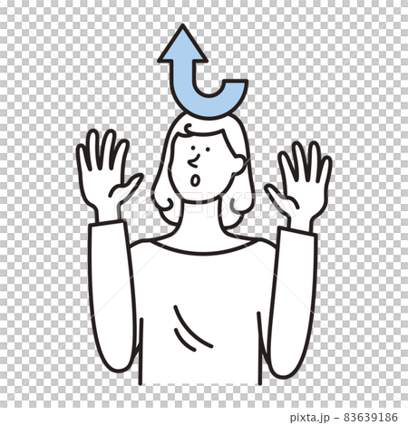 Illustration with an arrow on a woman's head 83639186