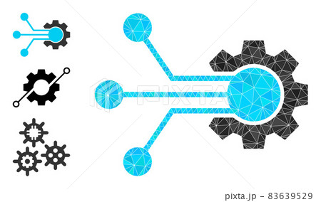 Vector Lowpoly Smart Cog Icon with Other Icons 83639529