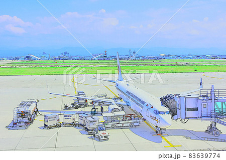 空港 旅客機発着準備風景 小松空港 空港 旅客機発着準備風景 小松空港 83639774