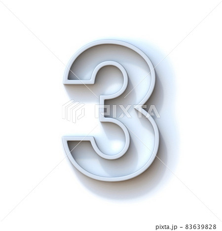 Grey extruded outlined font with shadow Number 3 THREE 3D Grey extruded outlined font with shadow Number 3 THREE 3D 83639828
