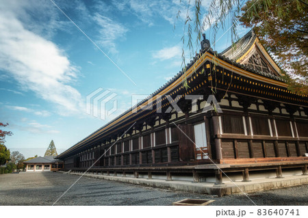 京都、蓮華王院 三十三間堂の本堂と境内風景 京都、蓮華王院 三十三間堂の本堂と境内風景 83640741