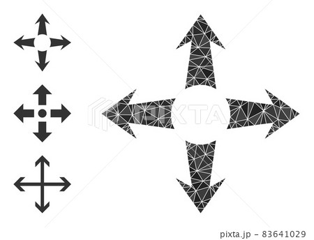 Vector Polygonal Expand Arrows Icon with Other Icons 83641029