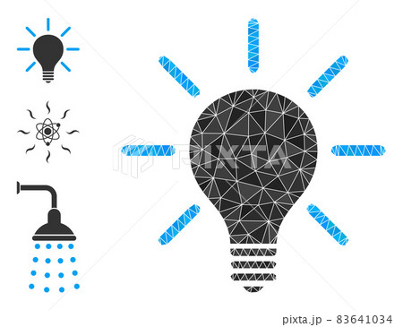 Vector Lowpoly Light Bulb Icon and Bonus Icons 83641034