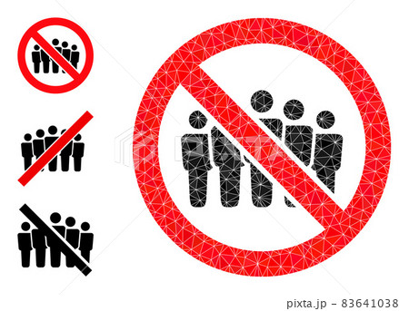 Vector Polygonal Forbidden People Crowd Icon with Bonus Icons 83641038