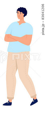 Walking young man. The boy goes, male person in casual clothes moves Walking young man. The boy goes, male person in casual clothes moves 83641206
