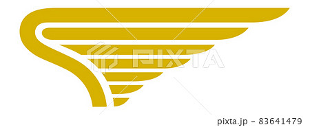 Golden striped logo. Eagle wing emblem. Stylized birf feathers Golden striped logo. Eagle wing emblem. Stylized birf feathers 83641479