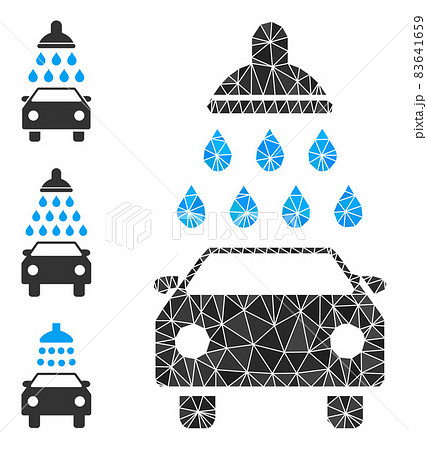 Vector Polygonal Car Shower Icon and Bonus Icons 83641659