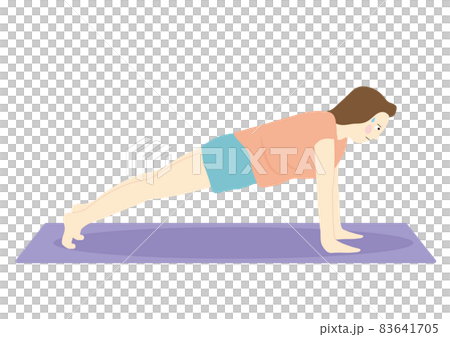 A woman on a diet doing a full plank A woman on a diet doing a full plank 83641705