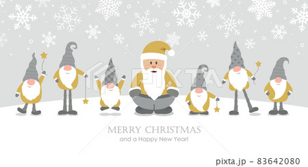 christmas greeting card with cute santa and christmas dwarf christmas greeting card with cute santa and christmas dwarf 83642080