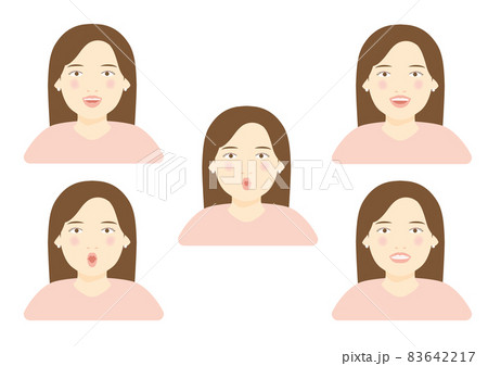 あ・い・う・え・お 発音する若い女性セット あ・い・う・え・お 発音する若い女性セット 83642217