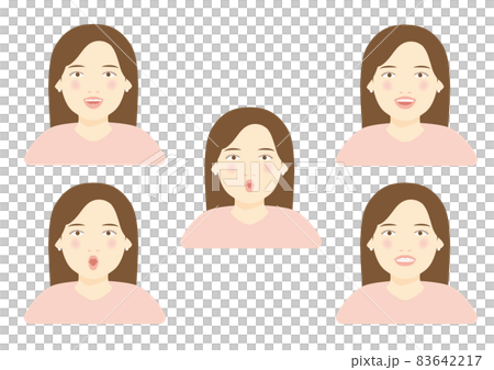 あ・い・う・え・お 発音する若い女性セット あ・い・う・え・お 発音する若い女性セット 83642217