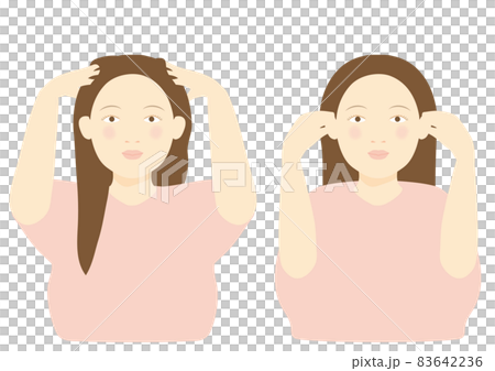 A set of women who massage the scalp and women who massage the ears A set of women who massage the scalp and women who massage the ears 83642236