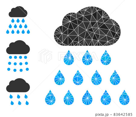 Vector Polygonal Rain Cloud Icon and Bonus Iconsのイラスト素材 [83642585] - PIXTA