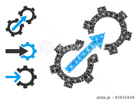 Vector Polygonal Gear Integration Icon with Other Icons 83642648