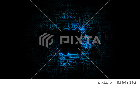 3D rendering of an electrical pulse passing through the circuits of a microcircuit 3D rendering of an electrical pulse passing through the circuits of a microcircuit 83643162