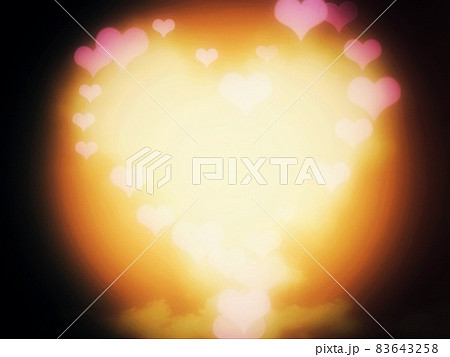 ハート形に光輝く抽象的な背景 83643258