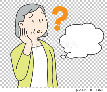 Senior woman forgetting and trying to remember Senior woman forgetting and trying to remember 83643600