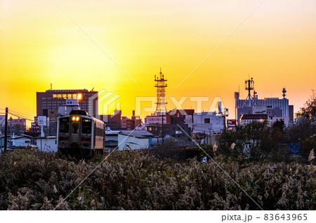 夕日を背に走るキハ54　釧路 83643965