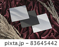 Flat lay composition with blank paper on beige background 83645442