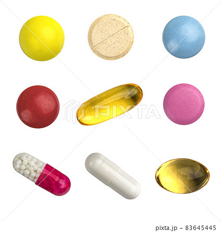 Health care concept: pills, drugs and syringes. Health care concept: pills, drugs and syringes. 83645445