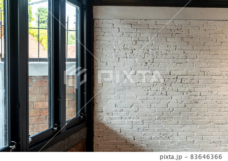 Wall with Window in white the room vintage style with decorations and copy space Background Wall with Window in white the room vintage style with decorations and copy space Background 83646366