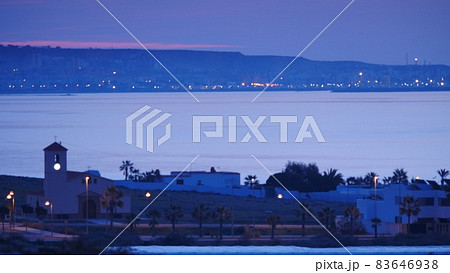 Church on spanish coast, night view Church on spanish coast, night view 83646938