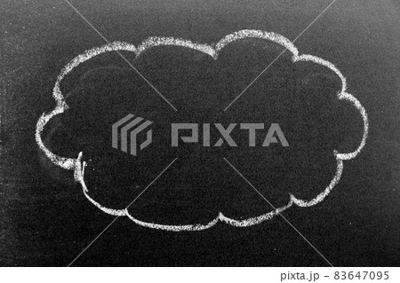 White color chalk hand drawing in cloud shape on black board background White color chalk hand drawing in cloud shape on black board background 83647095