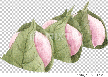 Japanese traditional confectionery cake wagashi and decor watercolor clipart 83647342