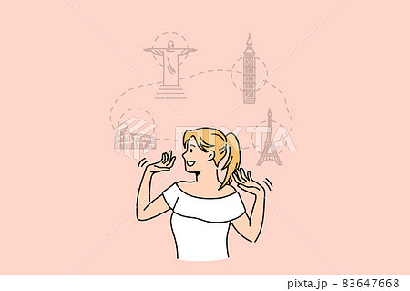 Traveling and dreaming of vacations concept 83647668