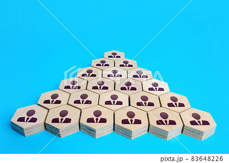 Hierarchical pyramid of people. Classic form of organizational management. Personnel management. Human resources, headhunting. Reliable structure of business company. Career, corporate culture concept Hierarchical pyramid of people. Classic form of organizational management. Personnel management. Human resources, headhunting. Reliable structure of business company. Career, corporate culture concept 83648226