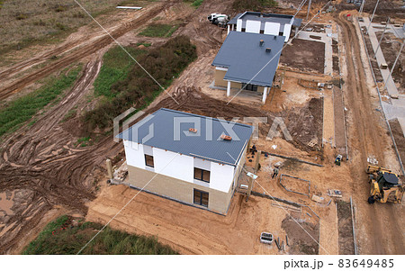 Building a country house of expanded-clay concrete blocks.  83649485
