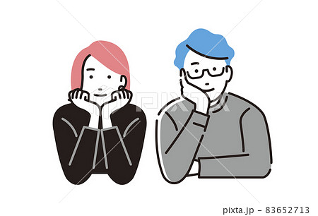人物 頬杖する男女 83652713